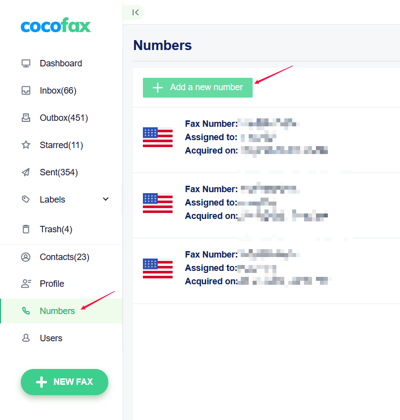 Fax Number Management｜CocoFax